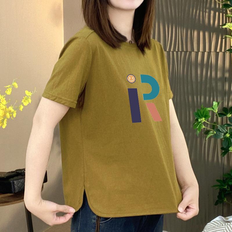 

American Style Women s Printed Short-Sleeve Mid-Length Loose Slimming T-Shirt 2XL