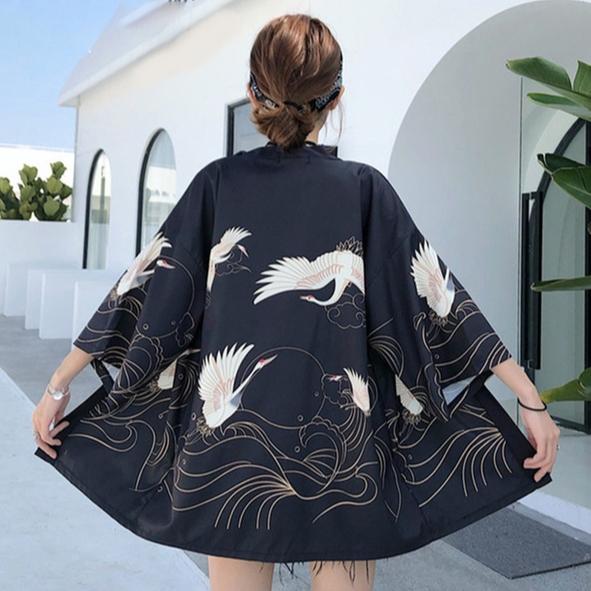New Digital Printed Japanese Harajuku Kimono Robe Poncho Pajama Cardigan