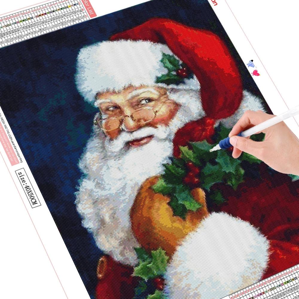 

HUACAN DIY 5d алмазная живопись Санта-Клаус подарок ручной работы полная квадратная/круглая Алмазная вышивка крестиком Рождественский набор для рукоделия Full Square 20*30 cm