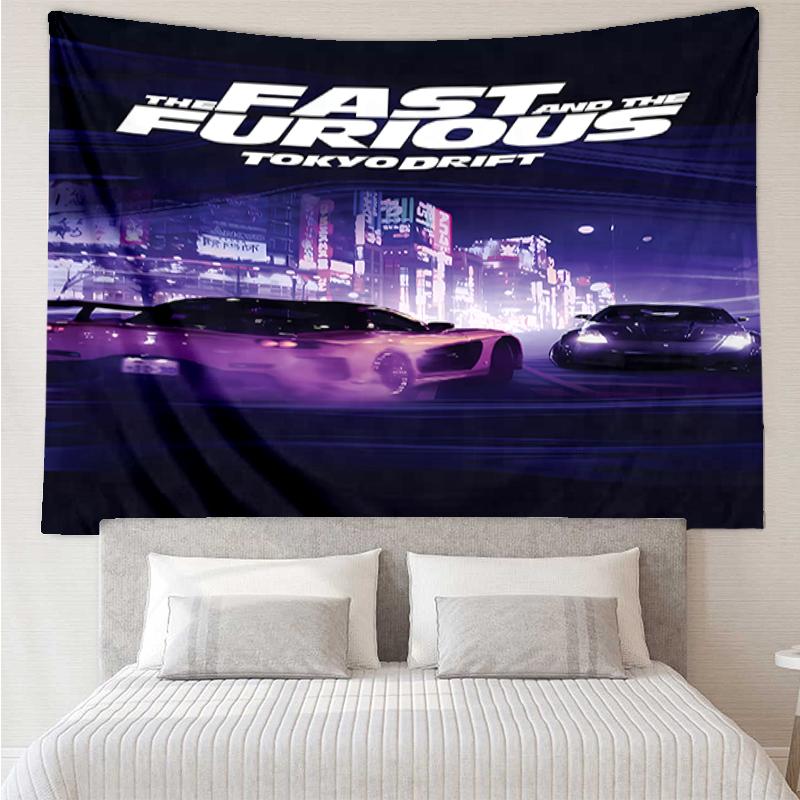 Fast-&-Furious Print Tapestry, Backdrop, Easy Setup, Ideal for Bedroom, Office & Living Room, with Aesthetic Wall Hanging Decor.
