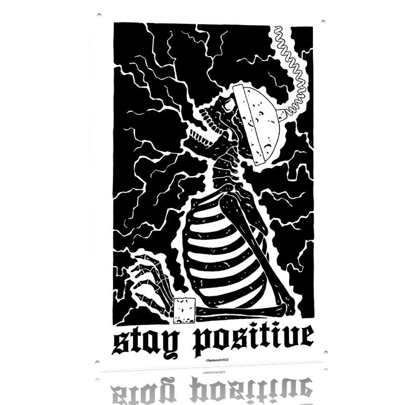 STAY POSITIVE D Printed Texture Poster Personalized Wall Art Retro Metal Tin Signs for Custom Plate Gaming Room Decoration Man