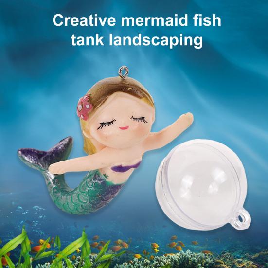 Mermaid Figurine Fish Tank Ornament Cartoon Shape Adorable Appearance Eco-friendly Mini Aquarium Floating Decor Accessories