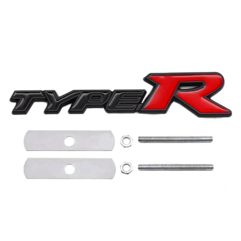 3D Metal Type R Logo Front Grill Badge Rear Trunk Emblem Sticker Decals For Honda Civic TYPER CRV HRV Accord Fit Car Accessories