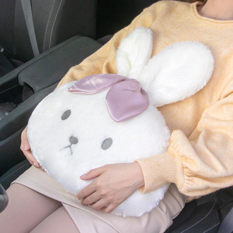 Four Seasons Car Neck Pillow - Cartoon Rabbit Design, Plush & Comfortable Headrest Support