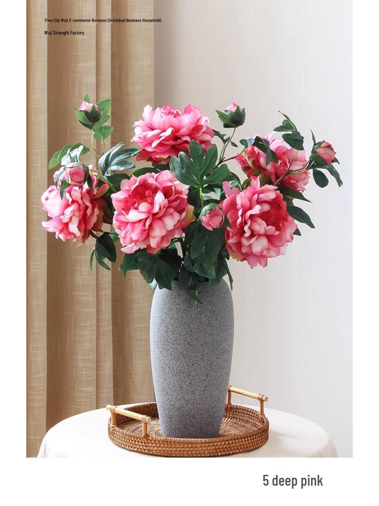 Peony Silk Flower Arrangement - Artificial Floral Decoration for Living Room and Dining Table