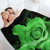 Rose Garden Green Throw Blanket Beautifuls Flannel Fabric Vintage Softest Blankets