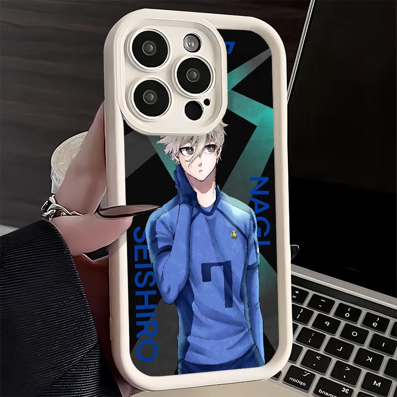 Phone Case for iPhone 17 Air 16E 15 16 Pro Max Anime Blue L-Lock Desgin Cover 14 Plus 13 12 Mini Soft Shell Silicone Fundas