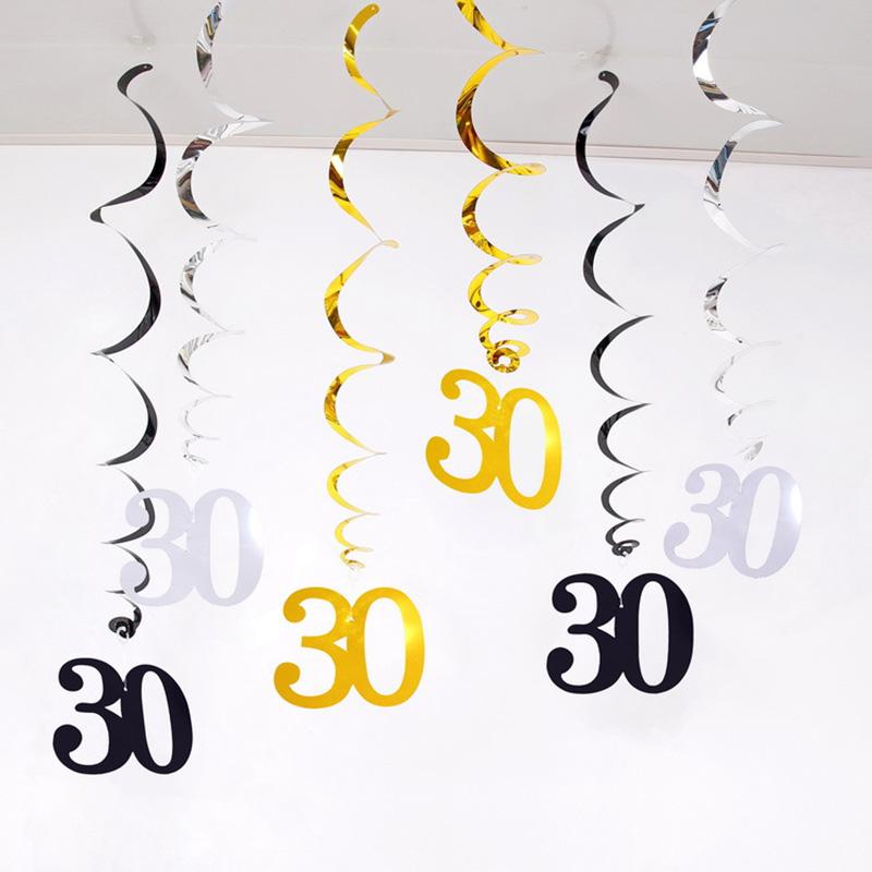 Happy Birthday 30 Year Old Disposable Tableware Black Gold Plate Tablecloth Banner For 30th Birthday Party Decorations Supplies