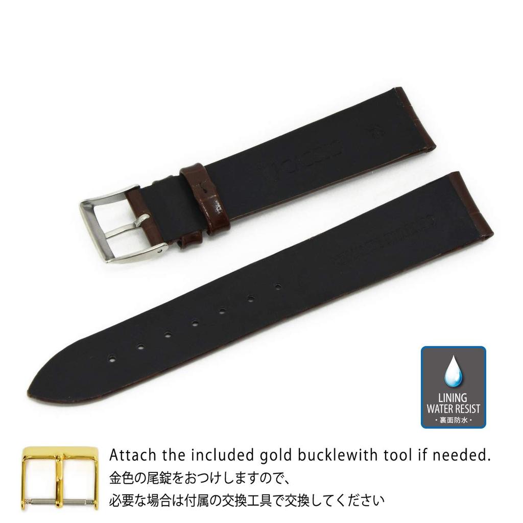 CASSIS Calfskin Watch Strap, Waterproof Backing, MULHOUSE Series, 18mm, Brown, with Replacement Tool, U0040656037018