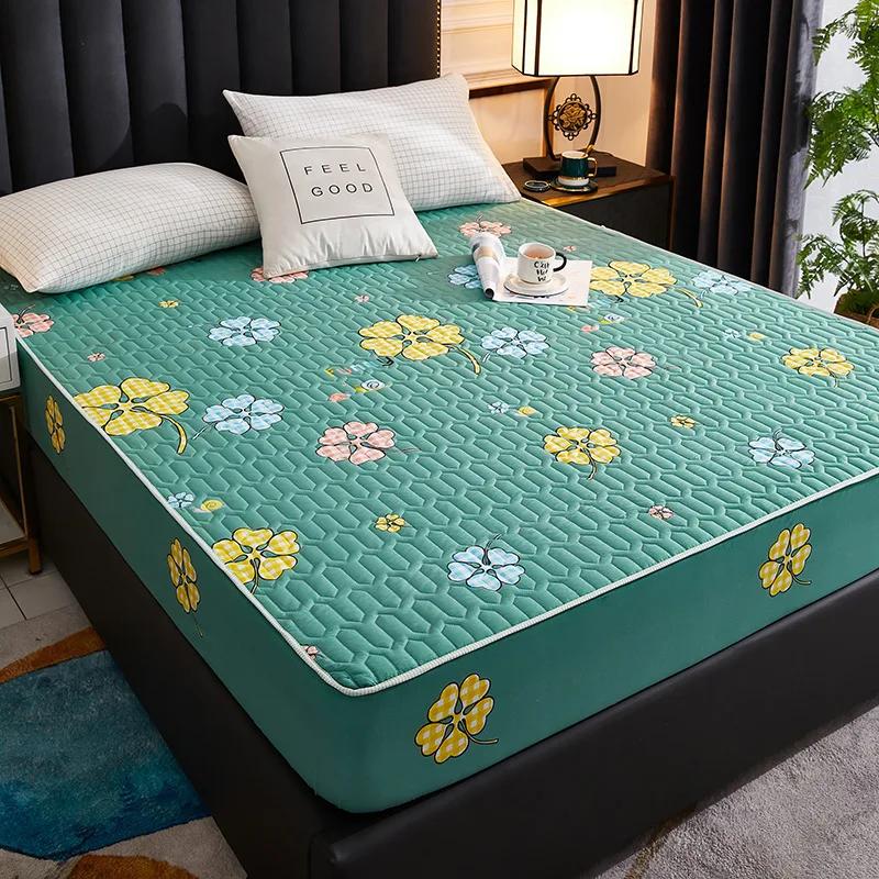 Waterproof Mattress Cover Cartoon Fitted Sheet Home Bedroom Bed Pad Protector Families with Pet Children (without Pillow Case)