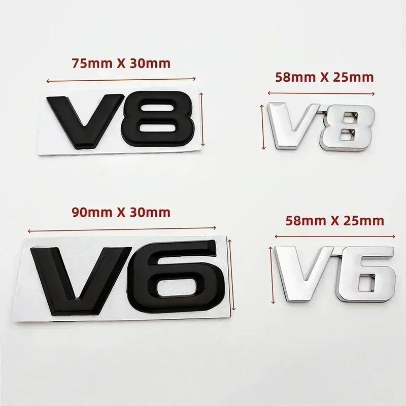 3D Kovové Logo V6 V8 Znak Motoru Auta Odznak Samolepky Dekorativní Samolepky Pro Toyota BMW Benz Honda Mazda Autopříslušenství