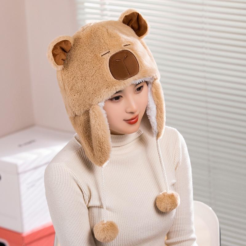Cute Capybara Penguin Plush  Hat For Cycling Warm  Family And Friends Cartoon Husky Hat Christmas Gifts For The Winter Holidays
