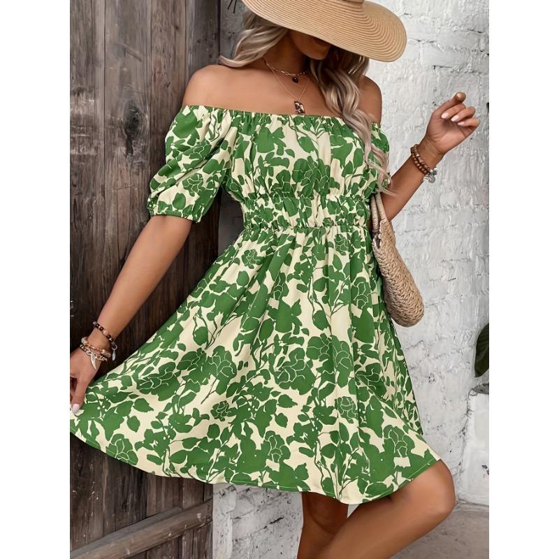 

Новое модное летнее платье с коротким рукавом, принтом, открытыми плечами, повседневное, свободного кроя, женское, цветочное, А-силуэта, для вечеринки, короткое, плиссированное, элегантное, простое XXXL