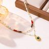 Bohemian Beads Stacked Necklace, Colored Rice Beads, Pearls, Green Diamonds, Sun Round Brand Accessories Women