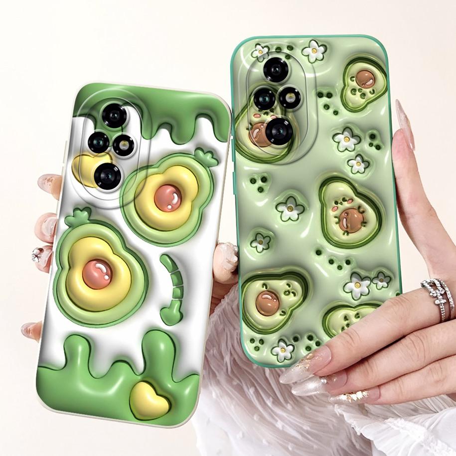 For Honor 200 Pro Case ELP-AN00 Phone Cover Popular Flower Avocado Soft Silicone Matte Fundas For Honor 200Pro Protective Bumper