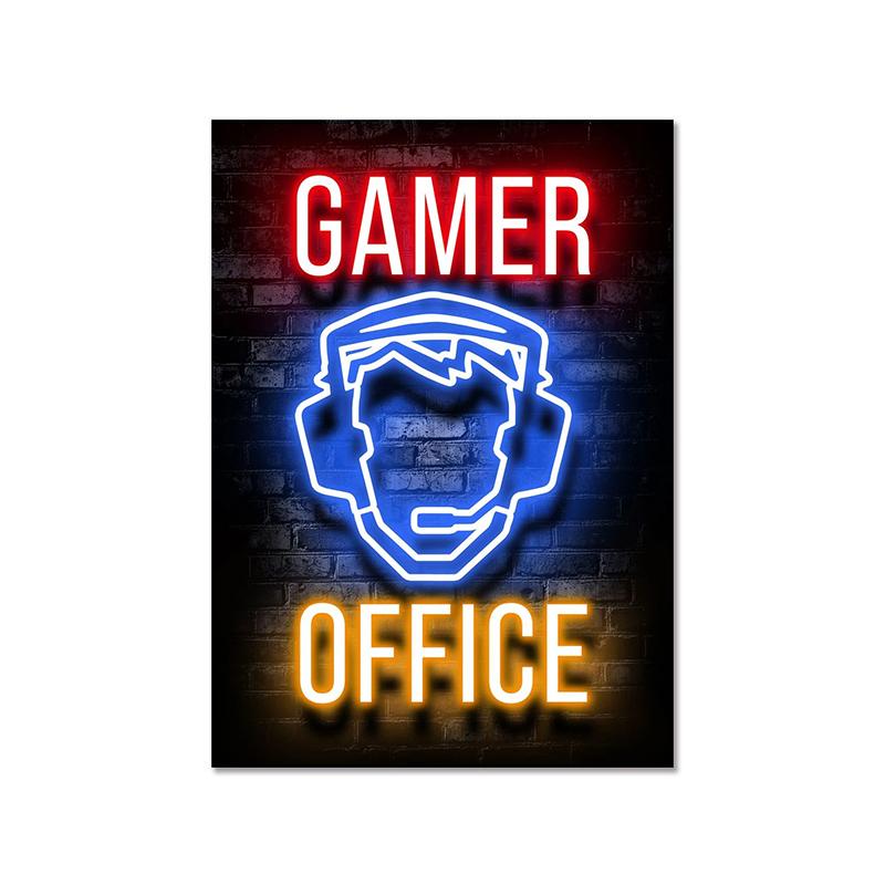 Mode Retro Spielzimmer Neon Poster und Drucke Moderne Leinwand Malerei Wand Kunst Bild für Gamer Junge Schlafzimmer Dekoration