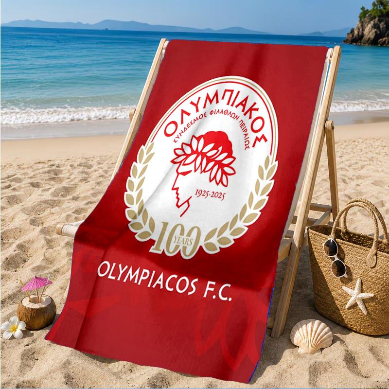 Olympiacos Fc: Serviette de plage Fierté Rouge et Noire, Séchage Rapide, Facile d'Entretien, Convient aux Vacances Fitness et Plage, Essentiel Sportif