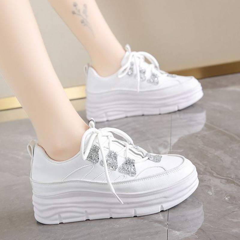 Mode Frühling Herbst Mode Pailletten High on Plateau Schuhe für Frauen 2025 Bequem und Elegant Alltagsroutine Lässige Damenschuhe