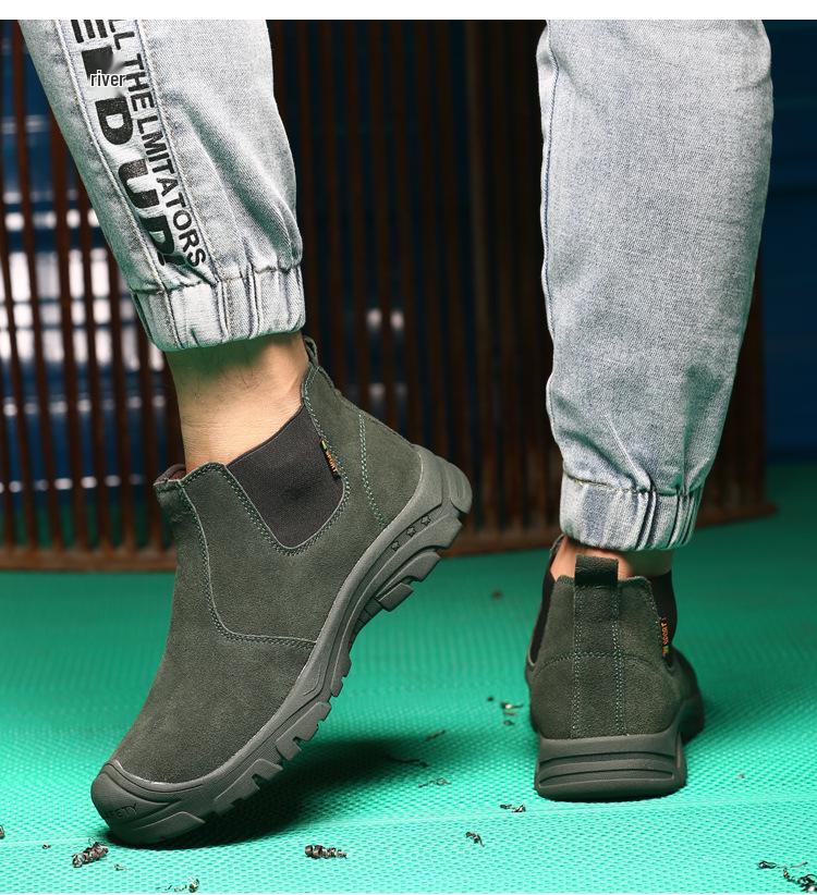 Zapatos de Trabajo de Ante Transpirables con Puntera de Acero para Hombre - Anti-Aplastamiento, Anti-Perforación, Anti-Deslizante, Ignífugo, Suela de Goma, Protección para Soldadura.