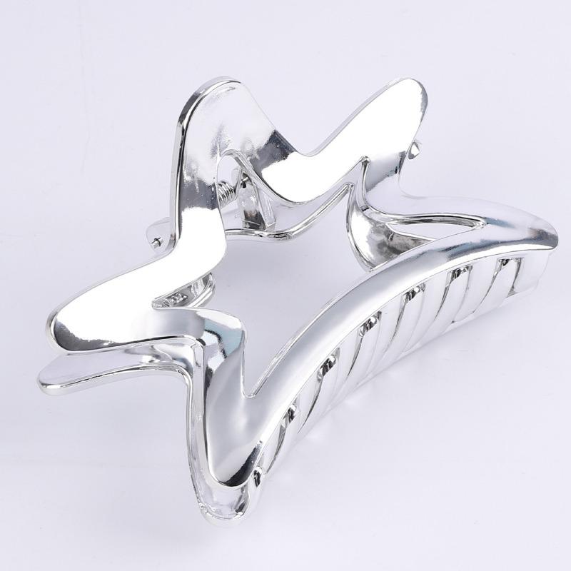 New Style Hair Clip Imitation Metal Plated Grab Clip Silver Large Grab Clip High-grade Light Luxury Accessories Hair Accessories
