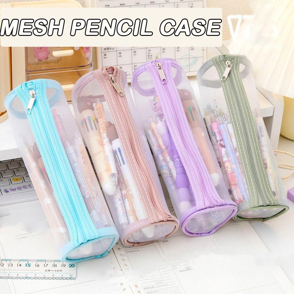 

Round Transparent Pens Pouch Lightweight Aesthetic Bag Office School Supplies фіолетовий