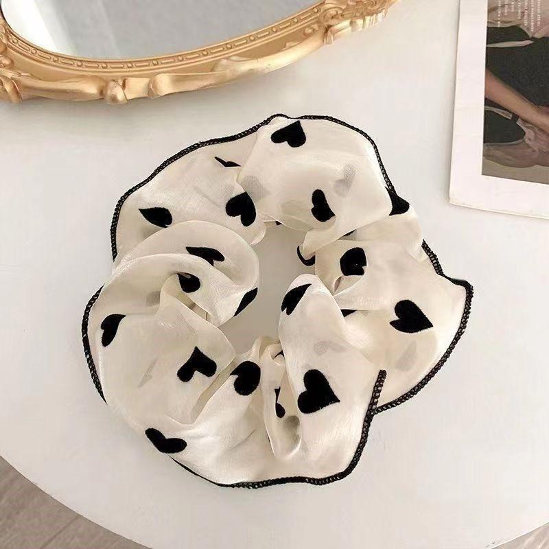 3 Pcs Minimalist Sweet Fabric Hair Ties For Women Girls Floral Polka Dot Printed Hair Scrunchies Elastic Accessories