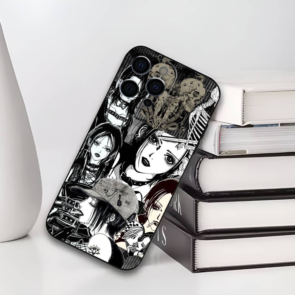 Anime N-NANA Phone Case For iPhone 17,16,15,14,13,12,11 Plus,Pro Max,XS,Soft Black Cover