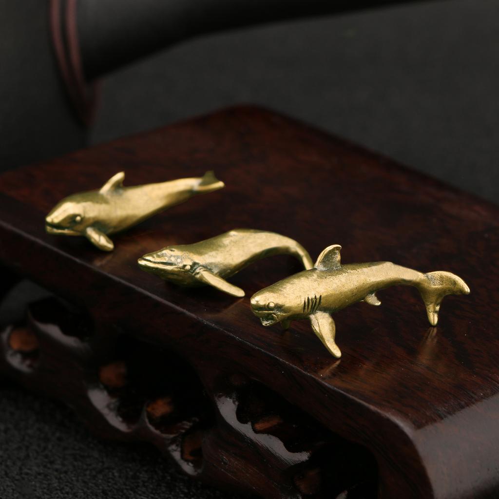 Dolphins Sharks Whales Marine Organisms Brass Small Ornament Crafts Retro Copper Figurine Collection Souvenir Gifts
