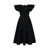 Women Elegant Ruffled High Waist A Line Midi Evening Party Dress