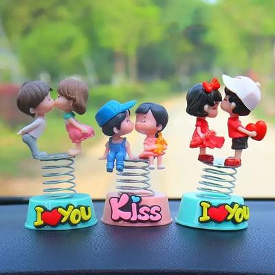 Anime Couples For Car Ornament Spring Shaking Head Doll Auto Interior Decoration Pink Dashboard Figurine Accessories Gifts