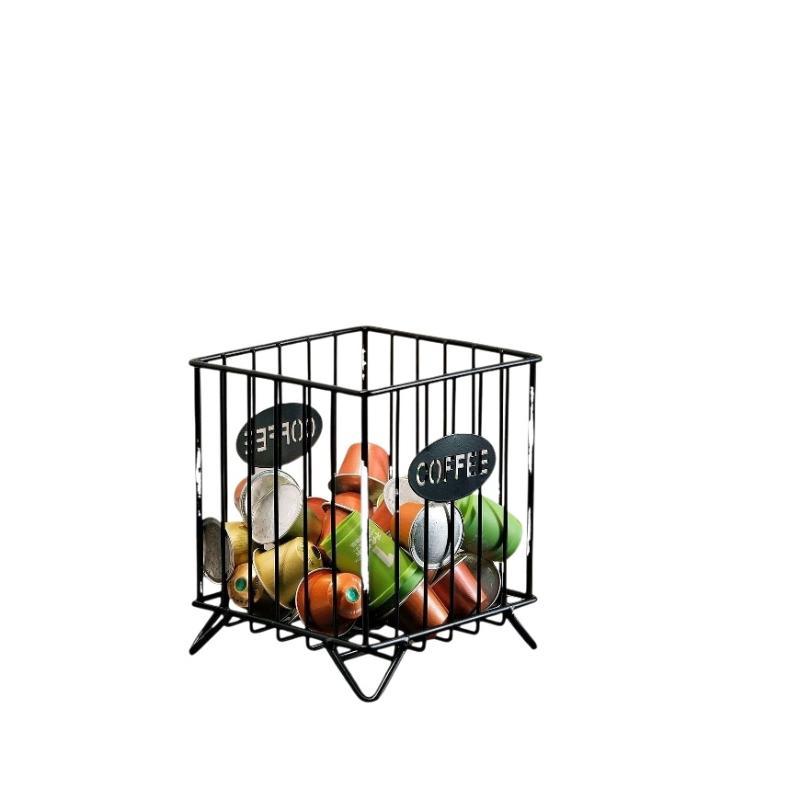 Iron Coffee Pod Holder Large Capacity Coffee Capsule Holder Coffee Creamer Container Square Shape Pod Storage Cup