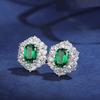 Huitan Modern Fashion Design Green CZ Stud Earrings Temperament Lady Accessories Wedding Party Copper Color Zircon for Women