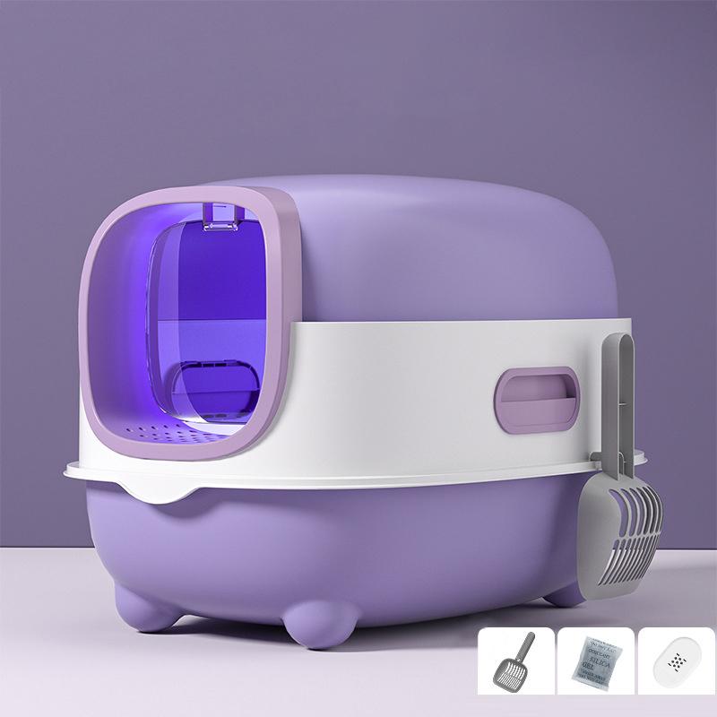 Geschlossene Katzentoilette, spritzwassergeschützt, geruchsisolierend, doppelt verwendbar, faltbares Design, bietet Platz für Katzen mit einem Gewicht von weniger als T