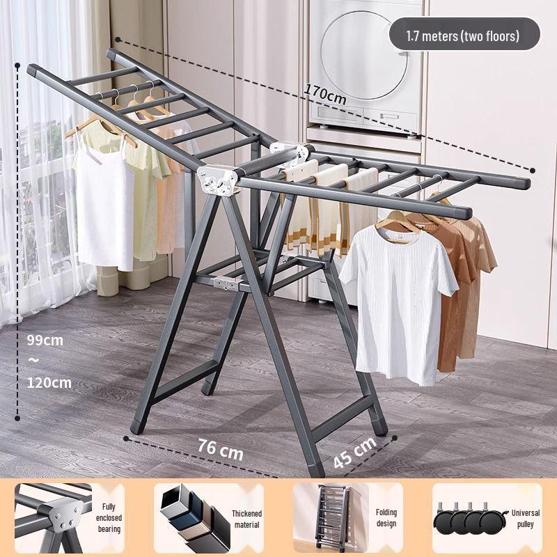 Indoor Foldable Clothes Drying Rack: Floor-Standing Design for Home, Balcony, Bedroom, Baby Clothes and Quilts