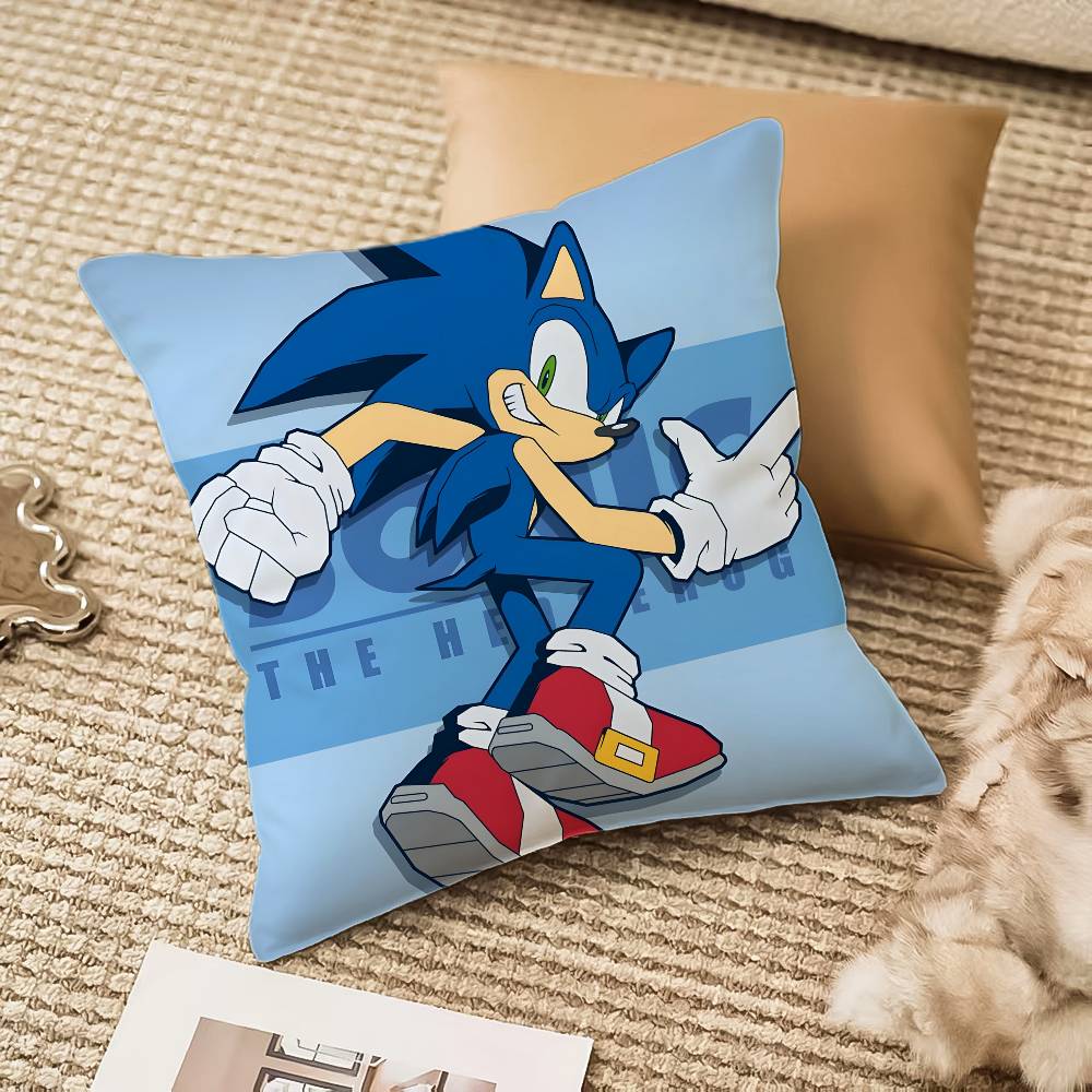 Cool Character S-Sonic-MT The Hedgehog Pillow Case Comfort Sofa Bed Silky Elegant Invisible Zipper Decorative Cushion Cover