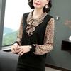 Spring Autumn Middle-aged and Elderly T-shirts Large Size Loose Western Style Tops, Long-sleeved Shirts Thin Bottoming Shirts Women