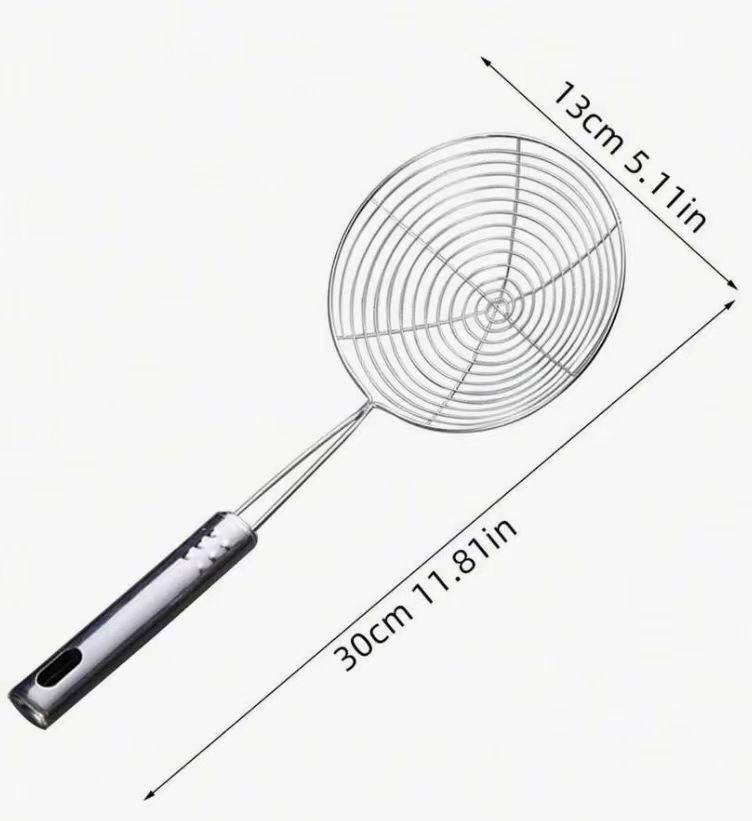 Stainless Steel Colander for Scooping Dumplings and Noodles - Deep-Fried Double Hook Kitchen Strainer