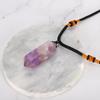 Natural Amethyst Quartz Pendant Double Point Crystal Necklace for Healing Fortune