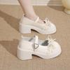 Fashion Ankle Buckle Chunky Heels Bow Women Japanese Style Patent Leather Mary Jane Shoes Woman Punk Thick Heels Single Lolita Shoes