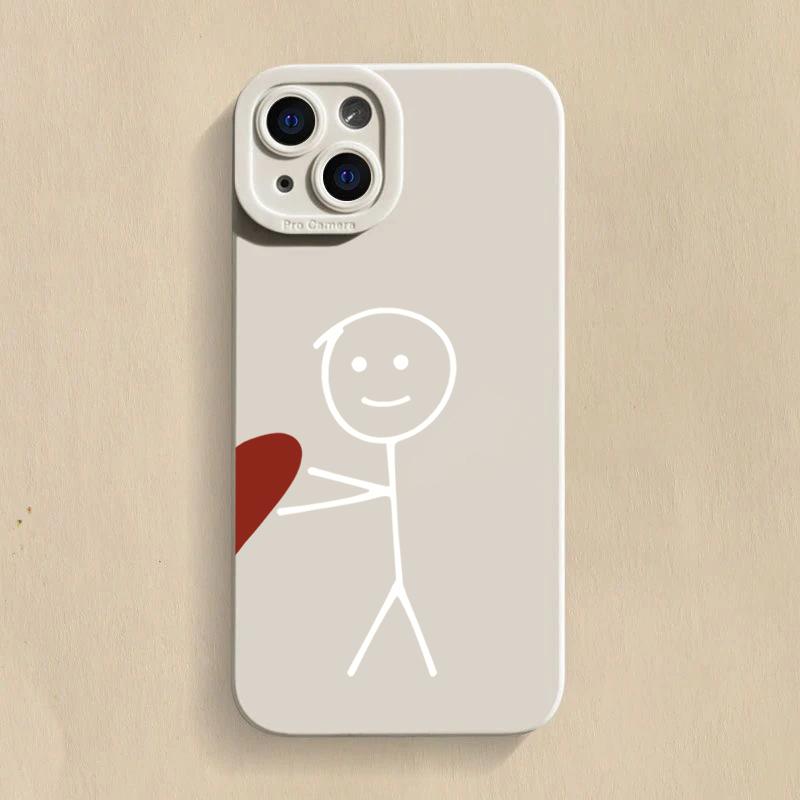 Cartoon Matchman Love Heart Phone Case For iPhone 16 15 Pro Max 14 Pro 13 12 11 16E 7 8 Pus XR XS X SE2 Shockproof Soft Cover