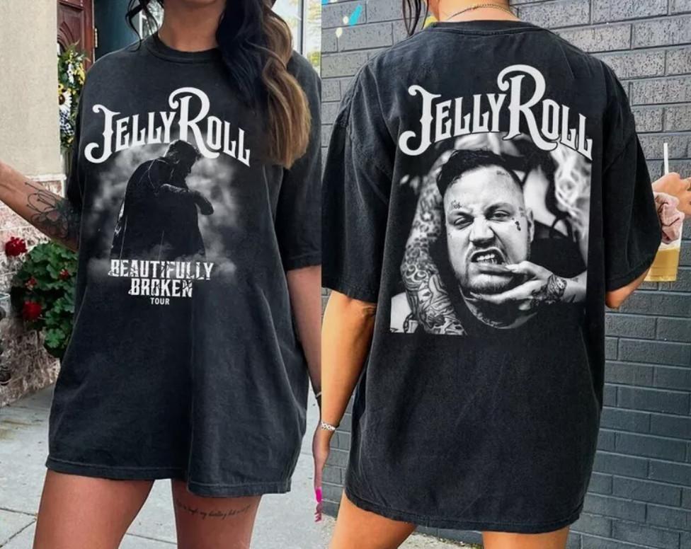 

Jelly Roll 2 side, Jelly Roll The Beautifully Broken Tour 2024 T-Shirt S