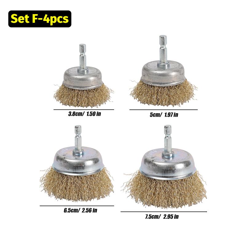Hex Handle Electric Steel Wire Brush Stainless Steel Wire Brushes Silver Gold Rust Removal Polishing Wheel Brush Cleaning Tools