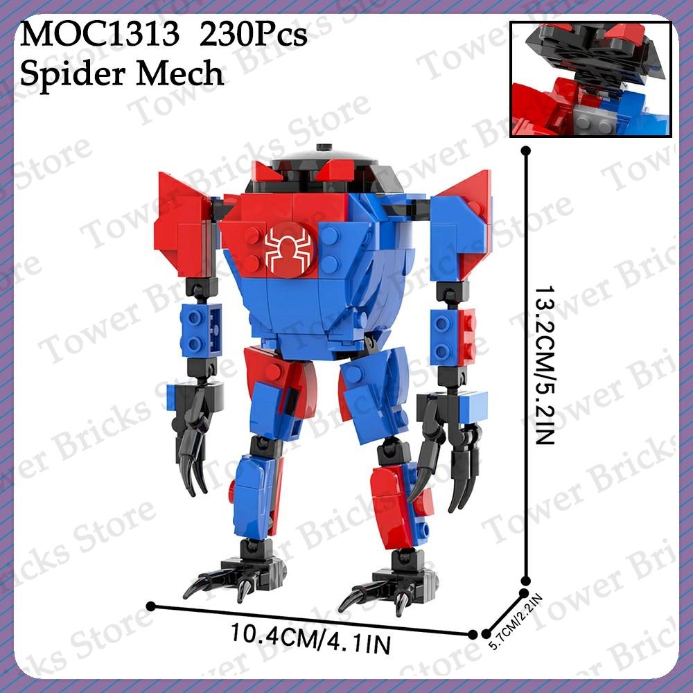MOOXI Iron Spider Heroes Armor Mech MOC Sci-Fi Movie Figures Building Blocks Toys For Children Adults Gift Compatible Bricks DIY