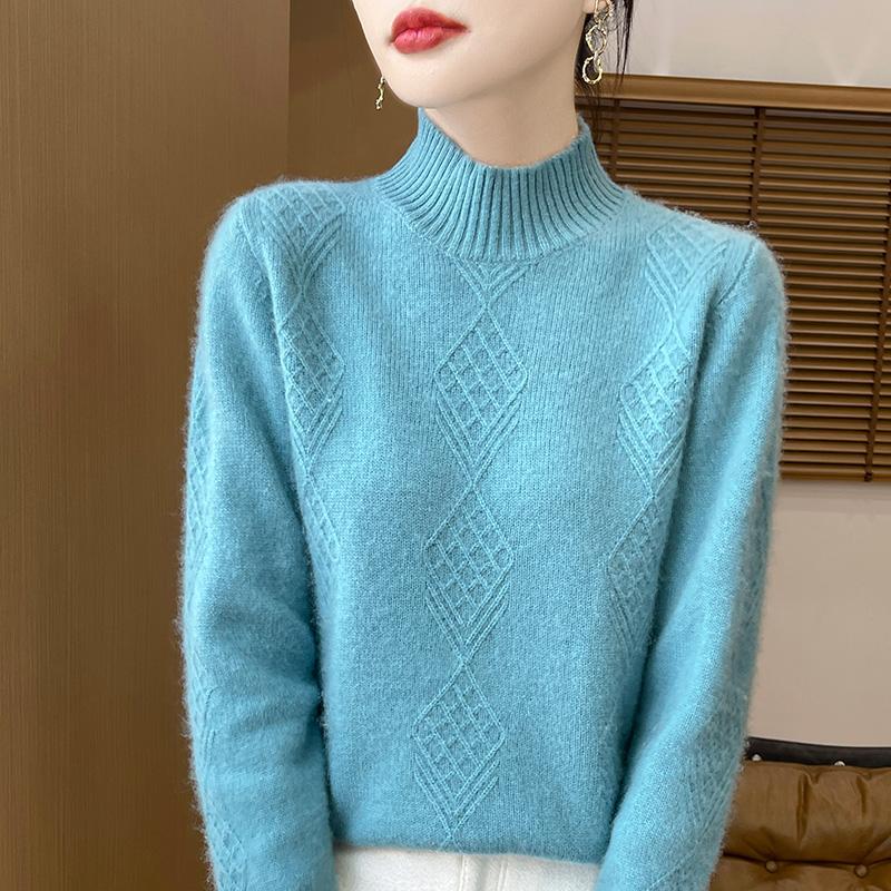 Suéter de cachemira para mujer Qinghe cachemira 30% cachemira 70% lana jersey de otoño e invierno cálido y a la moda