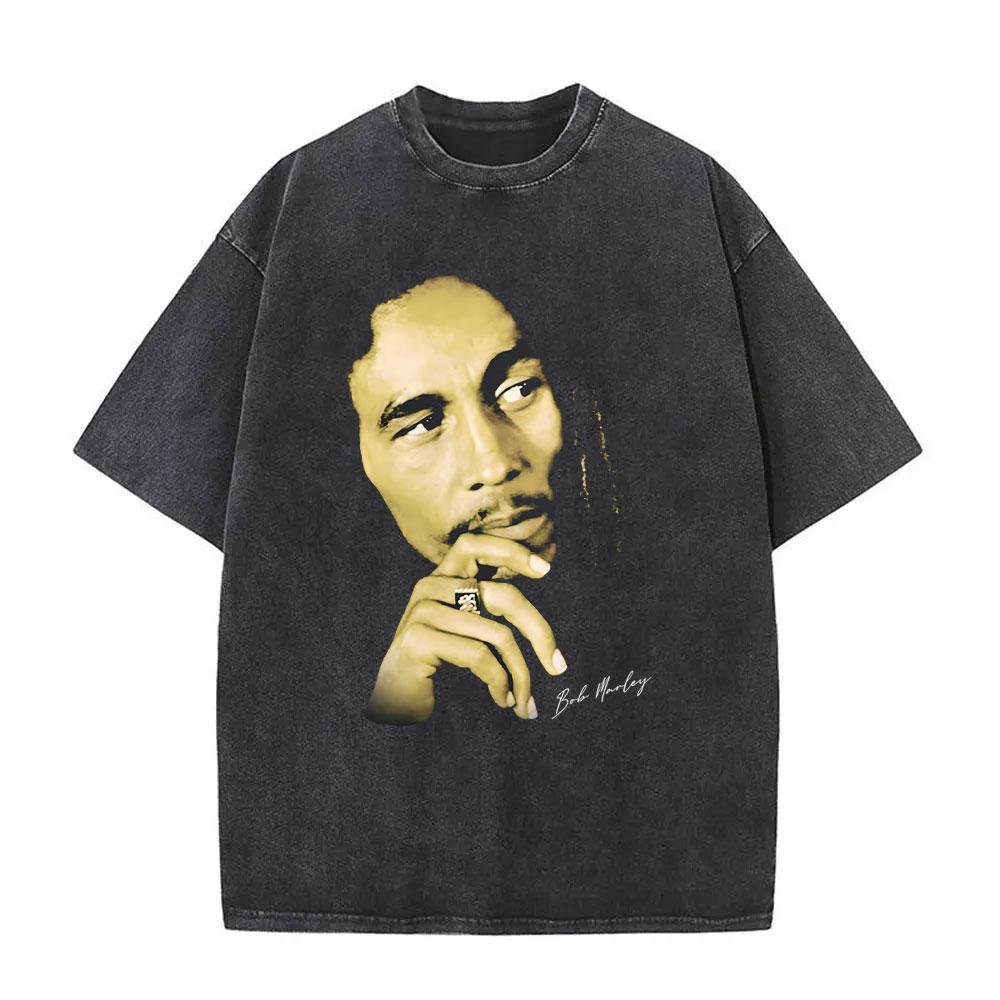 Washed Vintage Reggae Originator Bob Marley One Love Album Graphic T Shirt Men Classic Tshirt Mens Cotton Oversized T Shirts