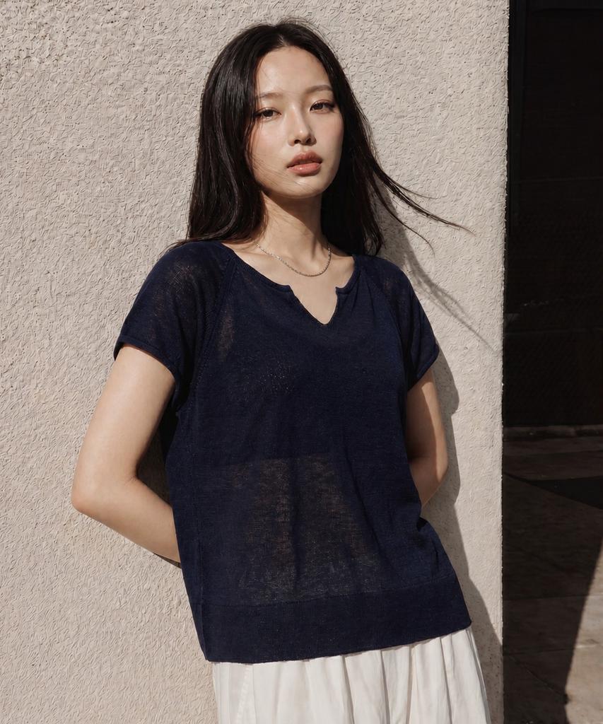 Metapeo Airy Linen Knit Navy