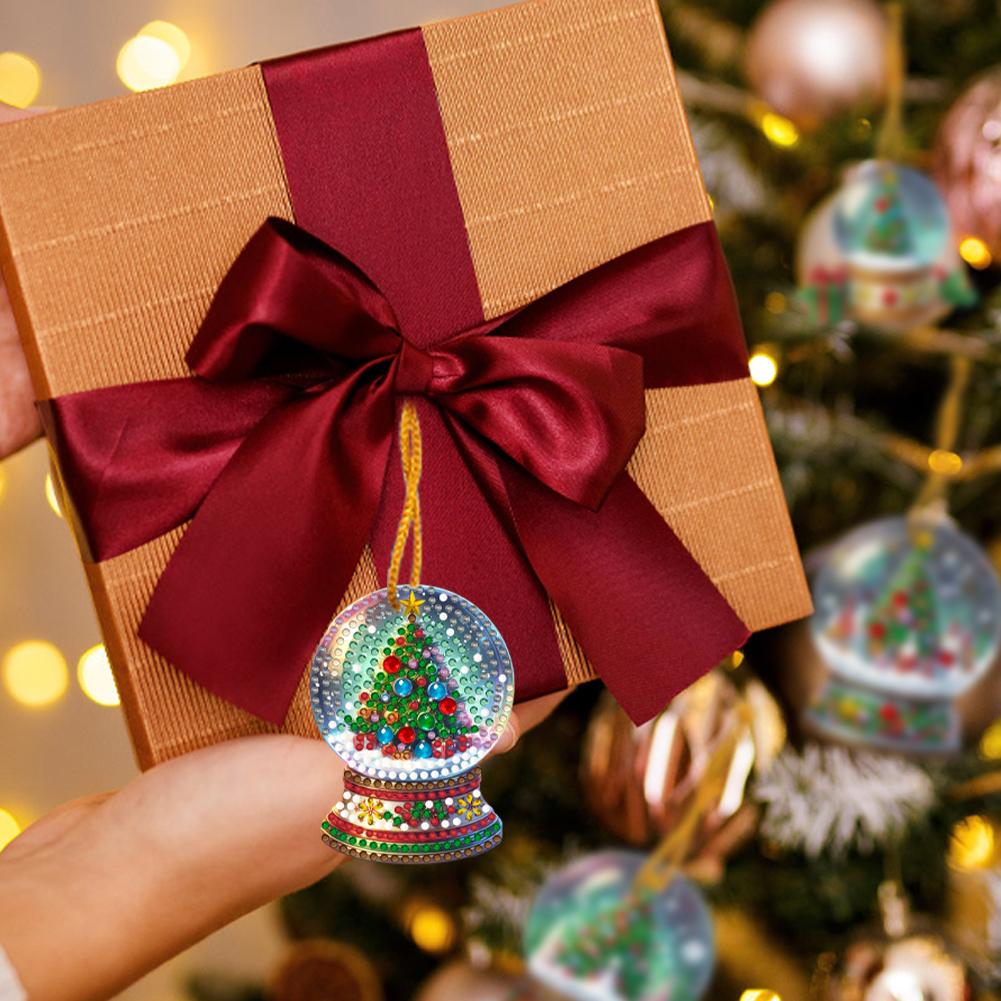 5/6Pcs Acrylic Special Shaped Christmas Theme Hanging Diamond Art Kits Rhinestone Diamond Art Window Pendants Bedroom Decoration