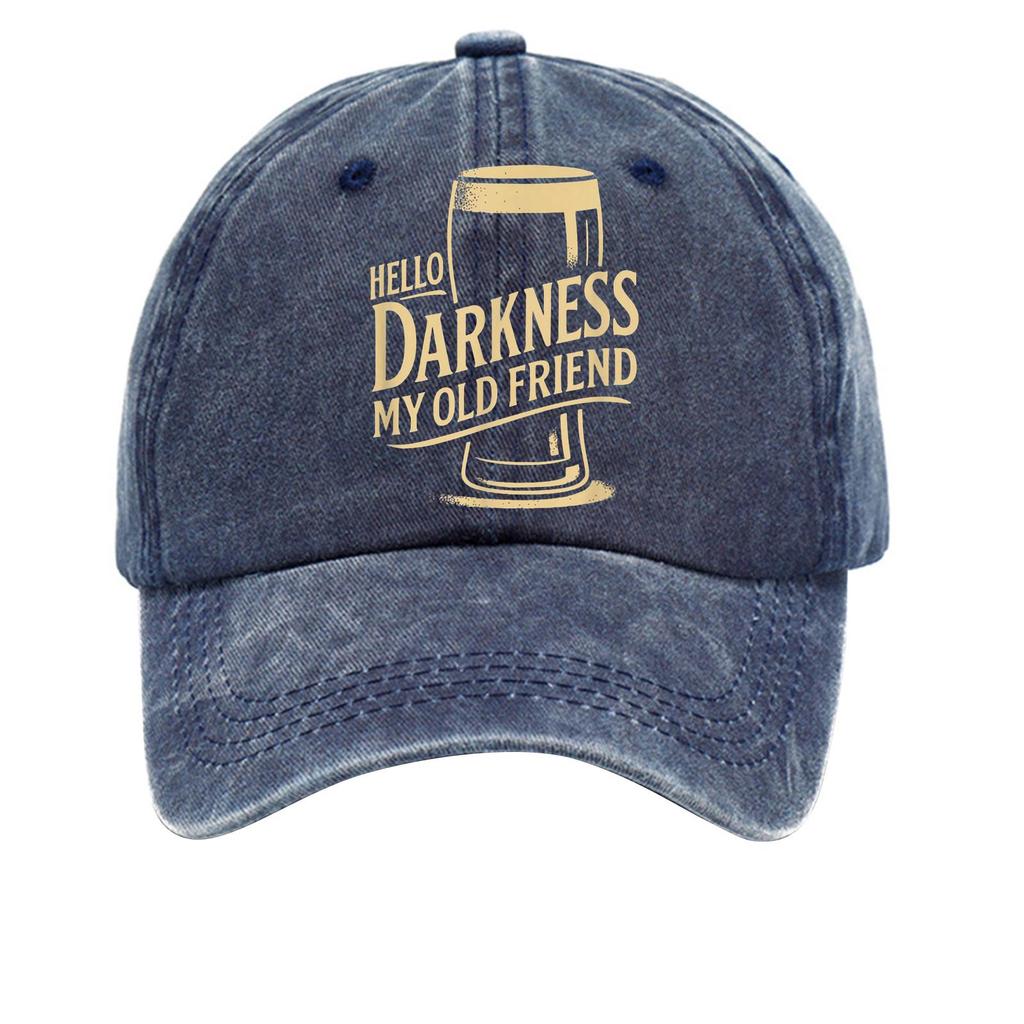 Washed cotton baseball cap with printed distressed soft top denim hat, vintage hat