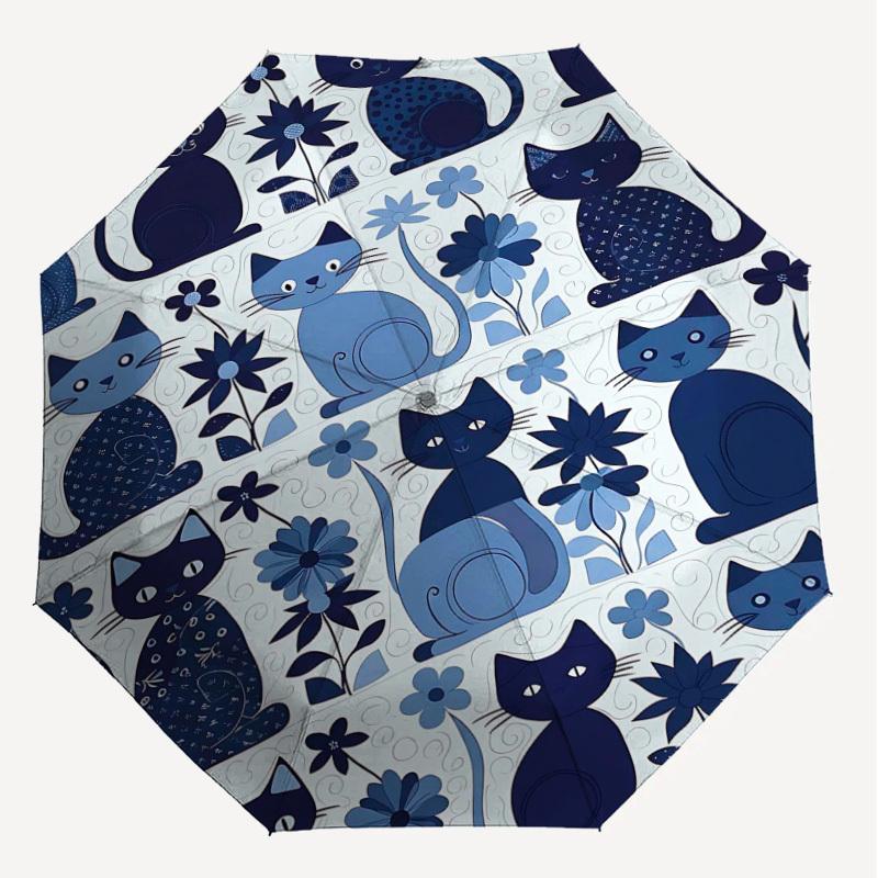 1PC cat flower Umbrella-8-Rib Reinforced Portable Folding Travel Suitable for All Seasons Outdoor Daily Use  -J0401
