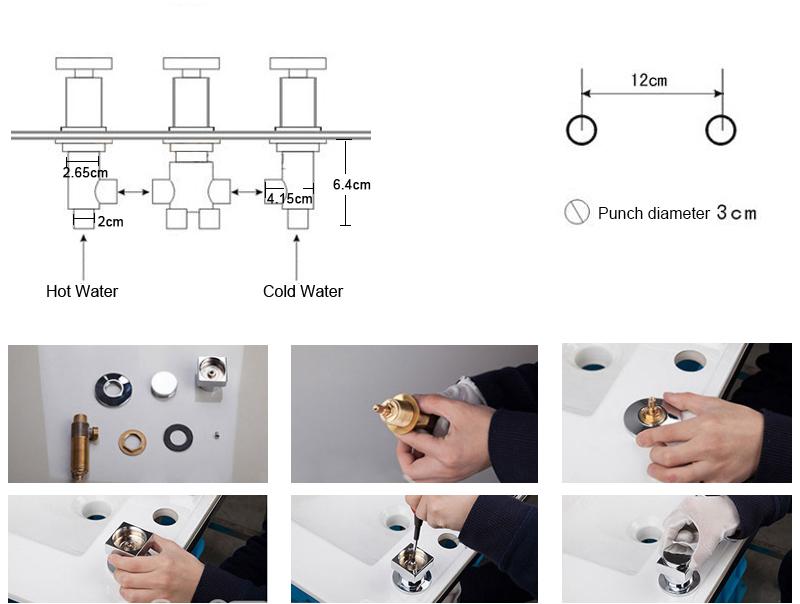 BAKALA Brass Chrome Bathtub Hot and Cold Water Control Valve Faucet Bath Shower Mixer Bathtub 3 Piece Set Switch Valve